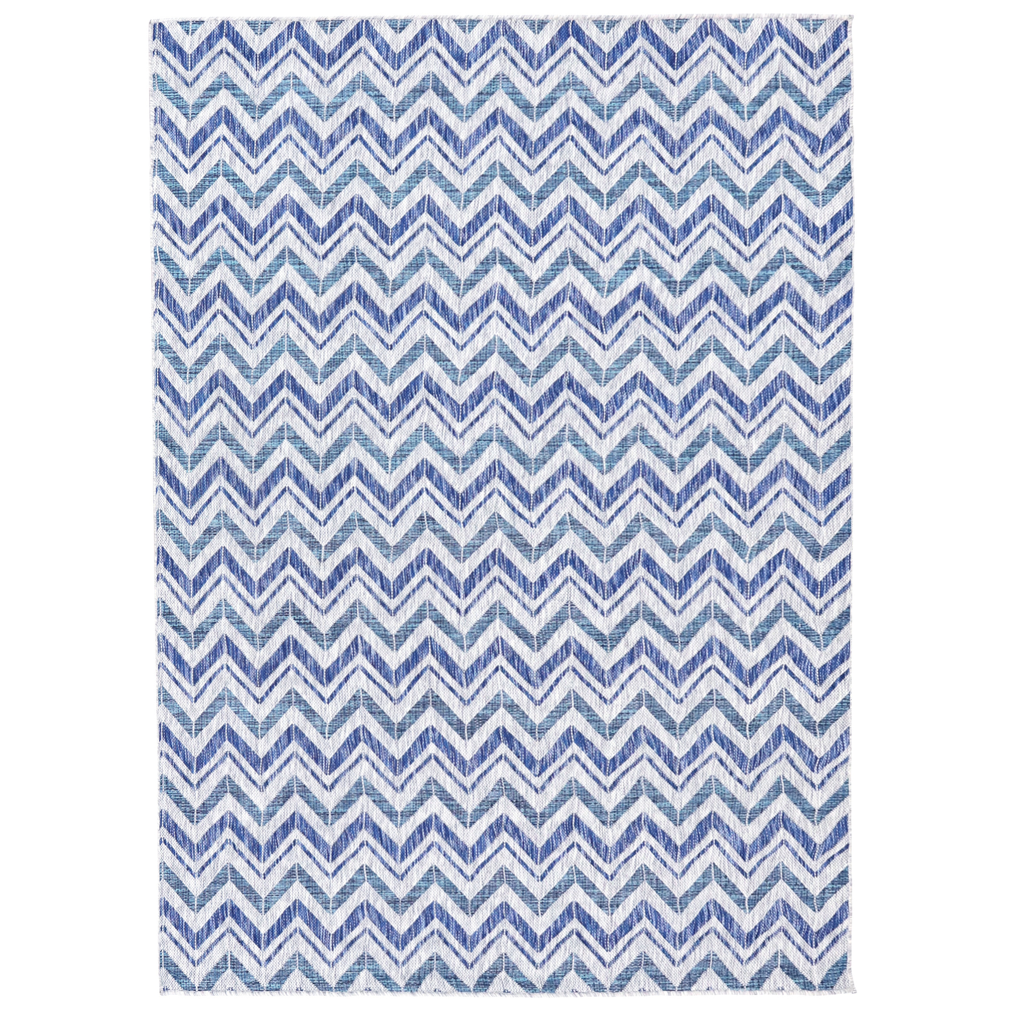 Sunnydaze Decor, Chevron Dreams Outdoor Patio Area Rug, Length 5.25 ft, Width 7.25 ft, Color Blue, Model# GMR-899